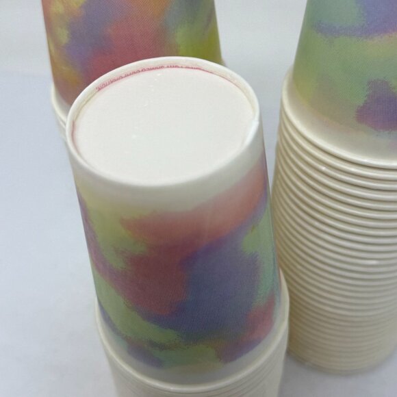 VTG 90s Dixie Paper Drinking Cups 9oz Pastel Watercolor Cold Drinks Kitchen - Picture 4 of 7